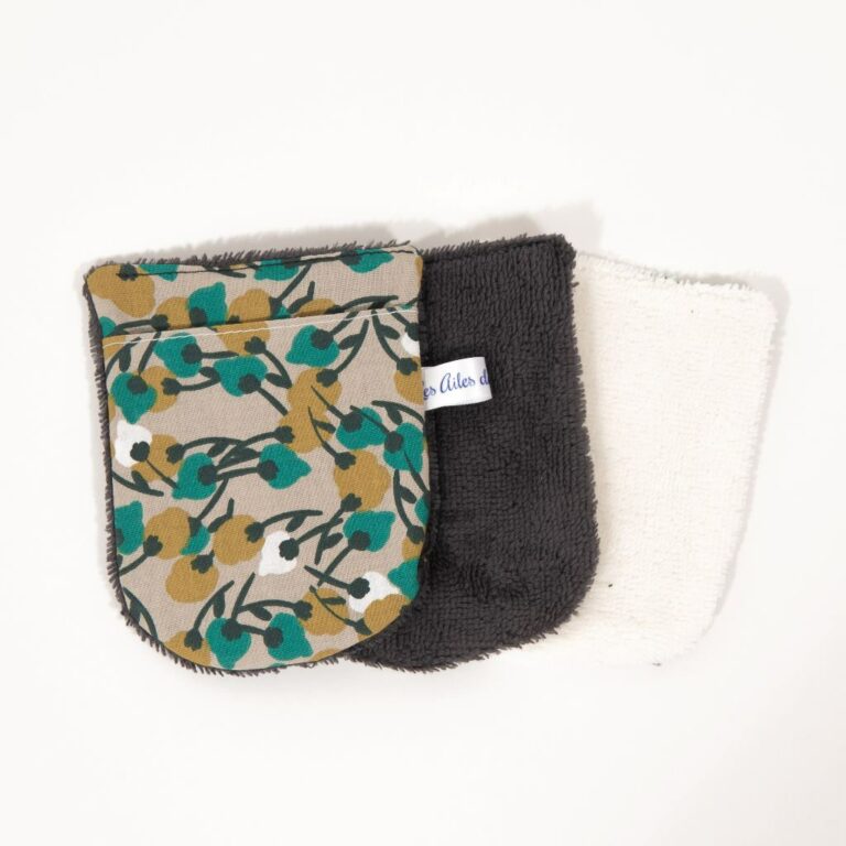 Lot de gants débarbouillette « Fleurs de coton »
