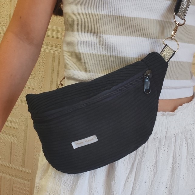 Sac Banane en velour bleu