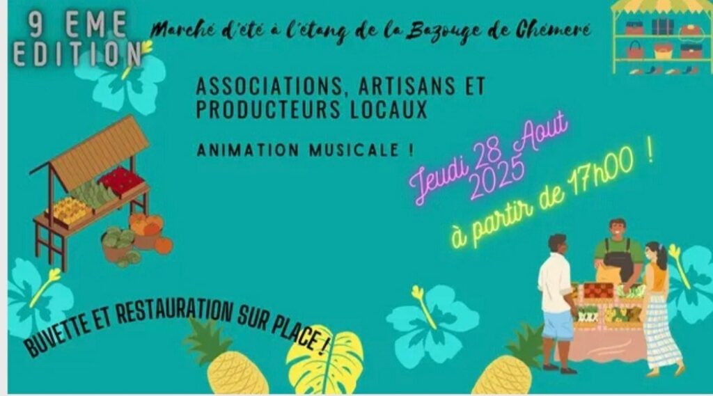 Affiche du marché de la Bazouge de Chéméré 28 août 2025