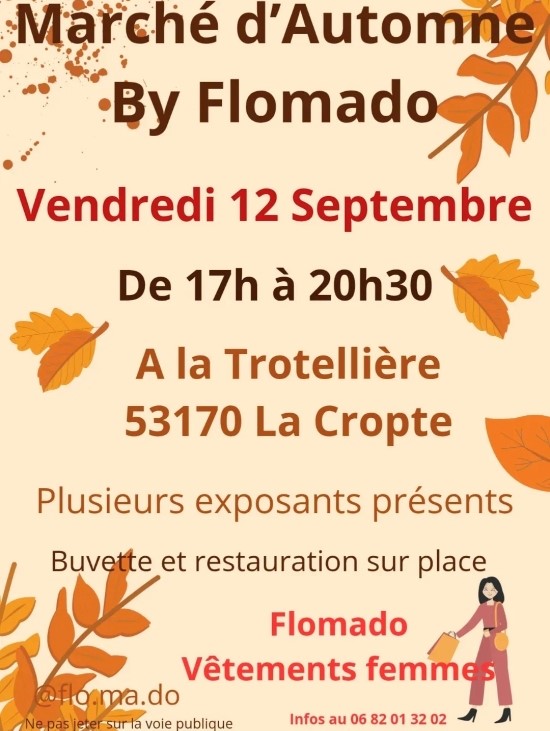 Affiche du marché d'automne à la Cropte le vendredi 12 septembre 17h 20h30