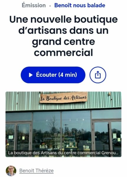 Article de presse de France bleu Mayenne Benoit nous balade photo de la boutique.