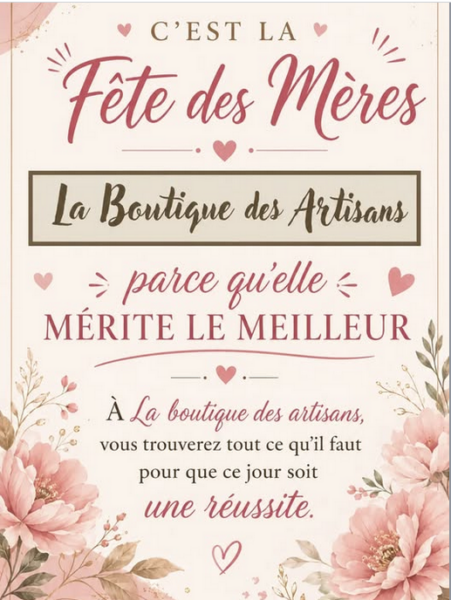 Affiche de la boutique des artisans pour la fête des mères
